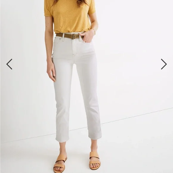 NWOT Madewell Classic Straight Leg Jean Petite Cropped Tile White Sz 23P - Picture 1 of 15